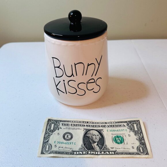 Small Bunny Kisses Springtime Easter Canister Easter Candy Dish Easter Container - Picture 9 of 13